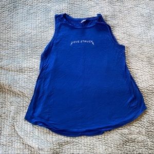 Old Navy royal blue workout tank top love struck on chest size medium